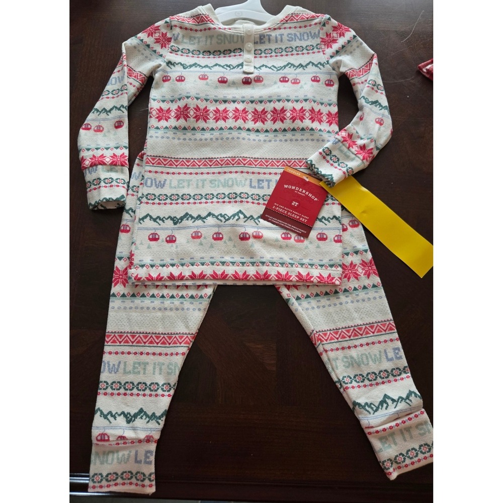 Wondershop Toddler 2T Let It Snow Ski Lift Fair Isle 2pc Pajama Set New